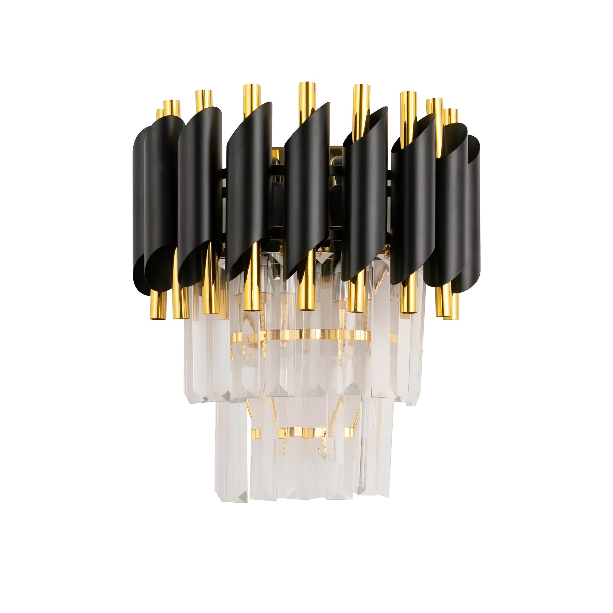 Modern Crystal Black Gold Chandelier With Matching Wall Lights~4118