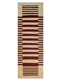Ticking Maroon Kilim Runner - Size: 240 x 80 cm (7'10" x 2'7")