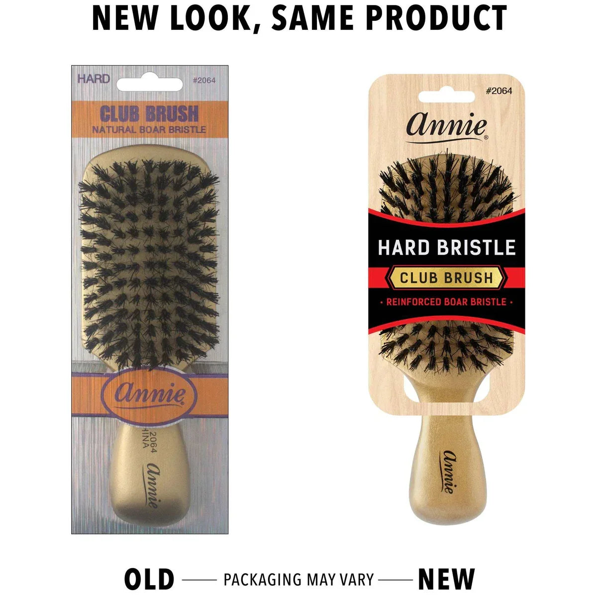 Annie Reinforced Boar & Nylon Bristle Gold Hard Club Brush 2064