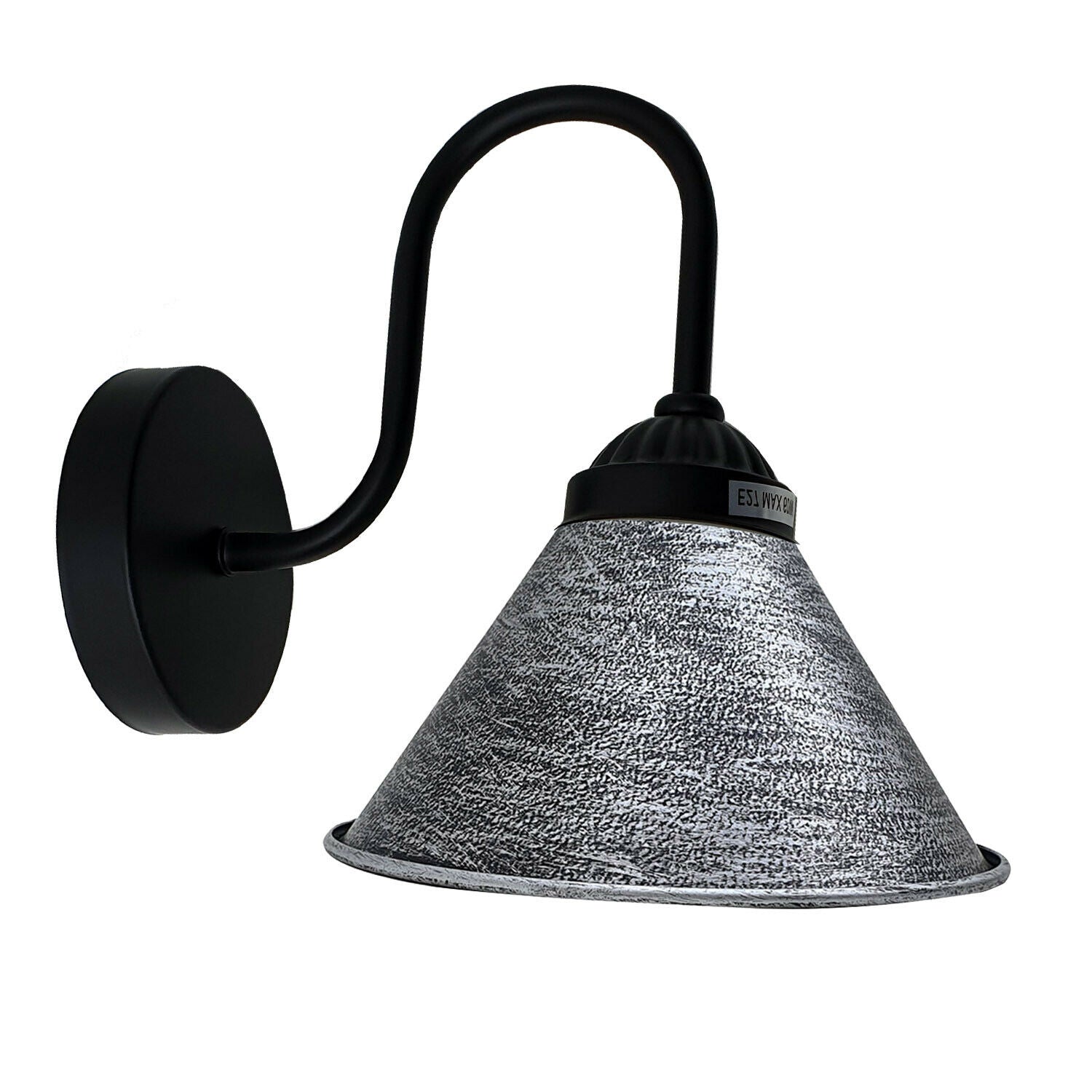 Brushed Black And Silver Lamp Shade With Black Arm Wall Light~2114