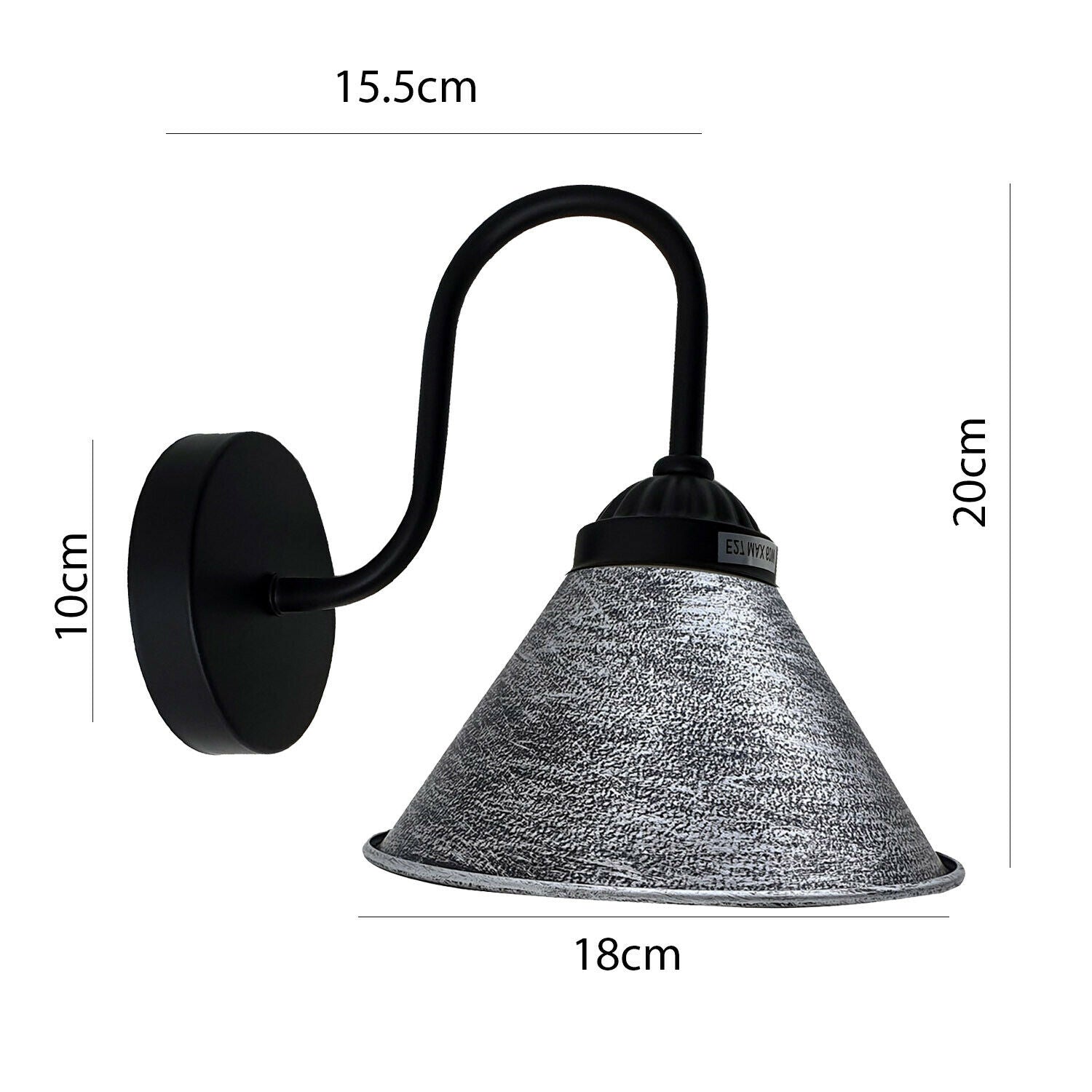 Brushed Black And Silver Lamp Shade With Black Arm Wall Light~2114