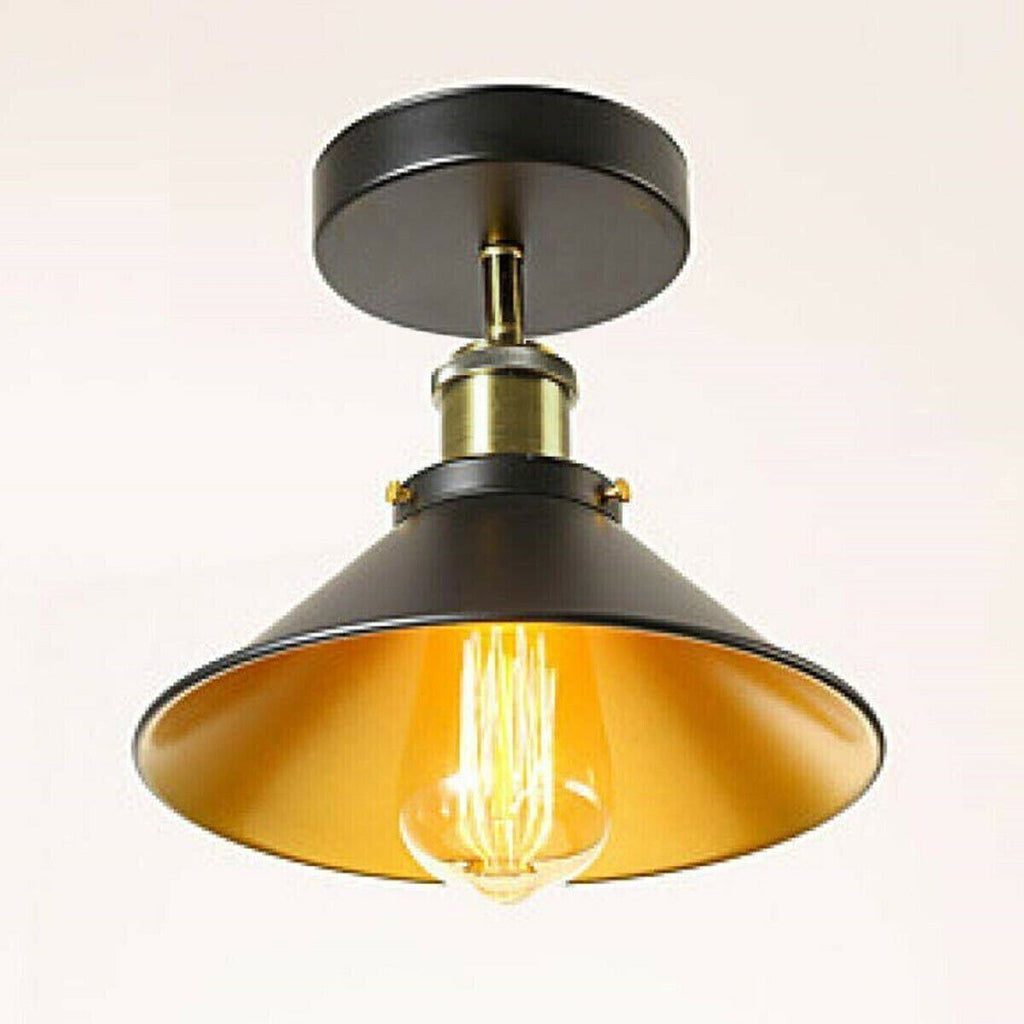Black Gold Inner Cone Metal Easy Fit E27 Pendant Lamp Shade~1113
