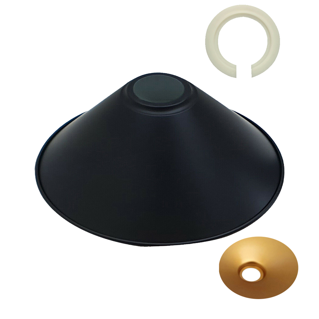 Black Gold Inner Cone Metal Easy Fit E27 Pendant Lamp Shade~1113