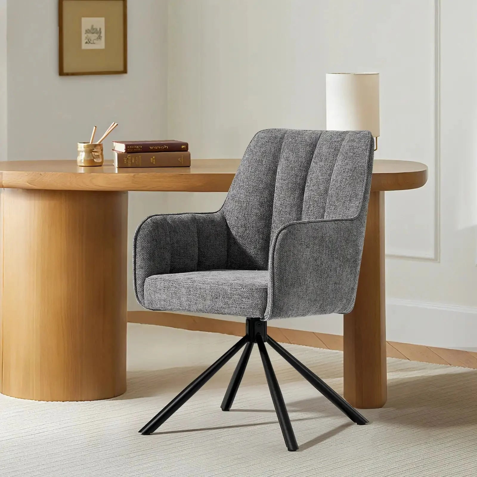 Eloise Linen Blends Swivel Chair