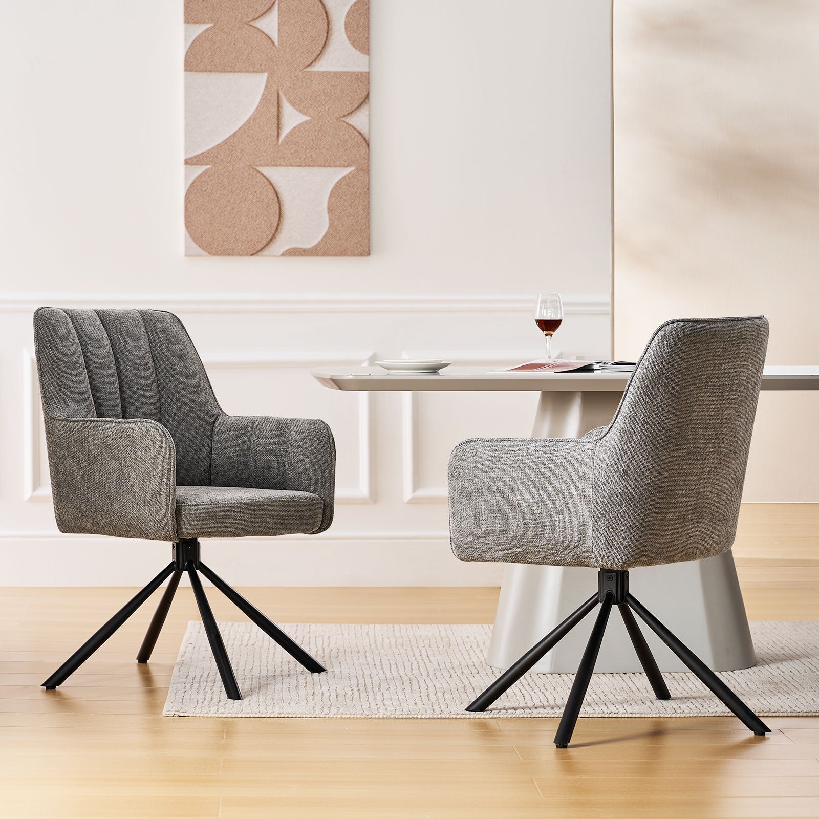 Eloise Linen Blends Swivel Chair