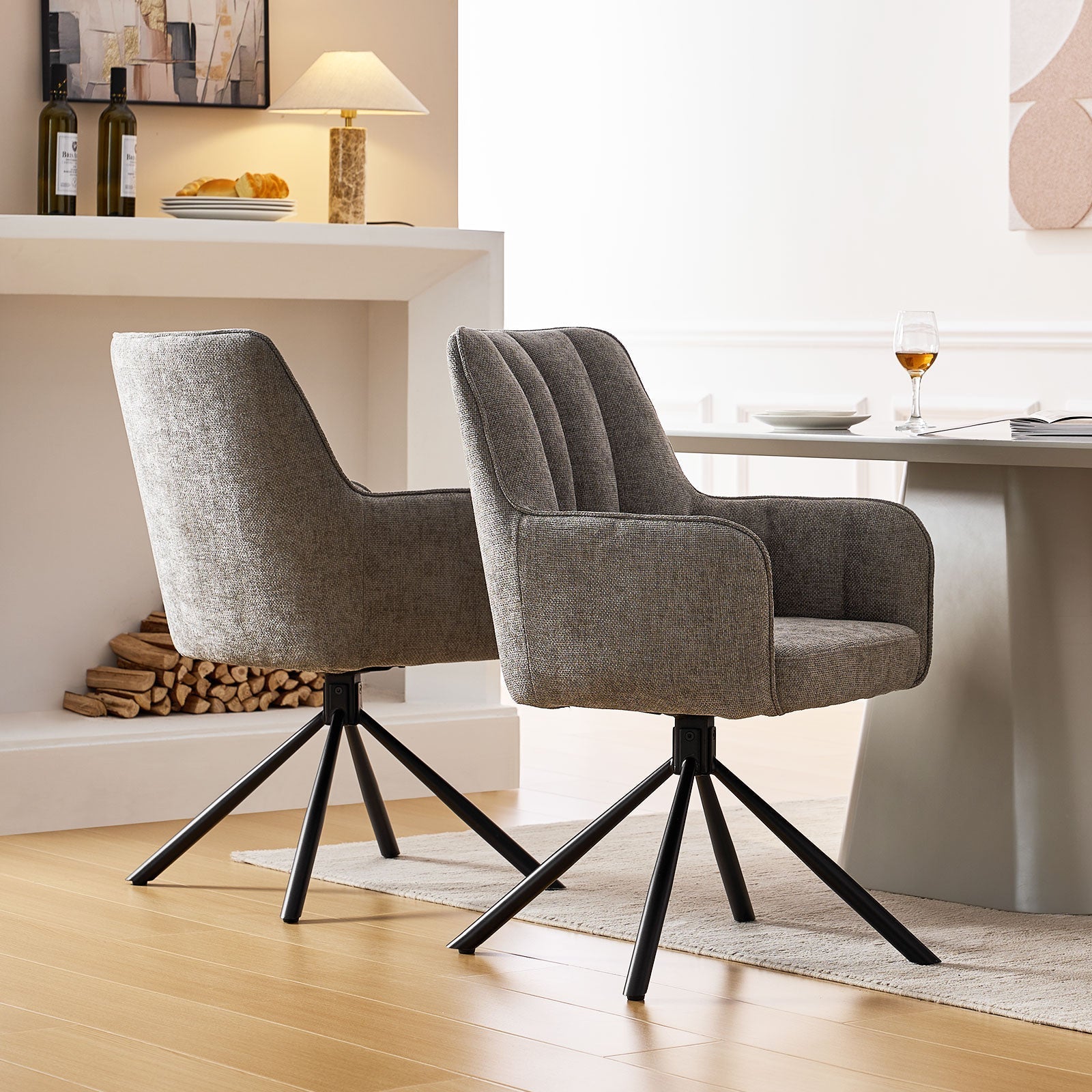 Eloise Linen Blends Swivel Chair