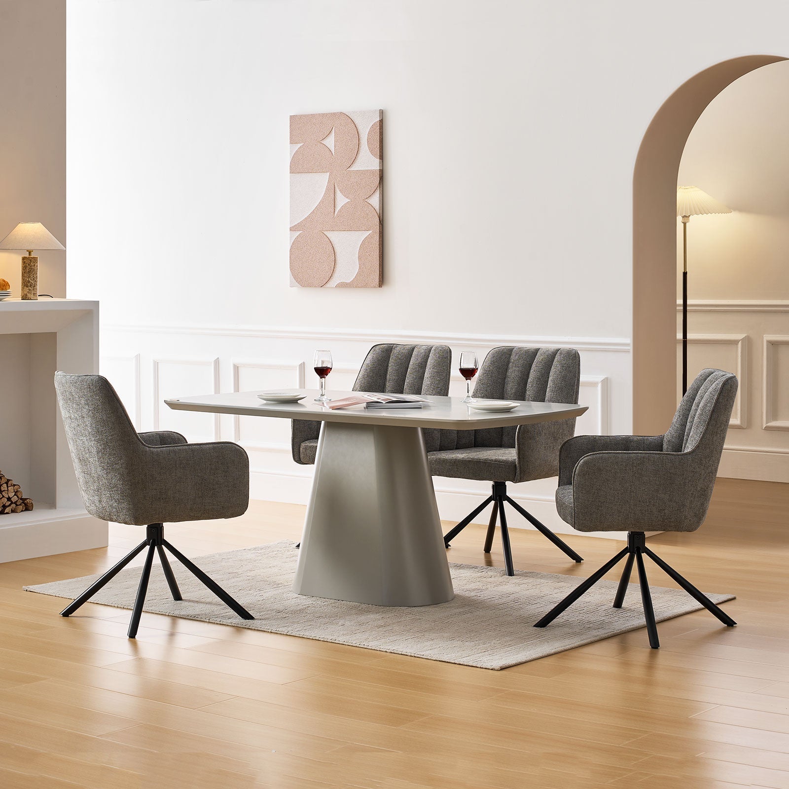 Eloise Linen Blends Swivel Chair