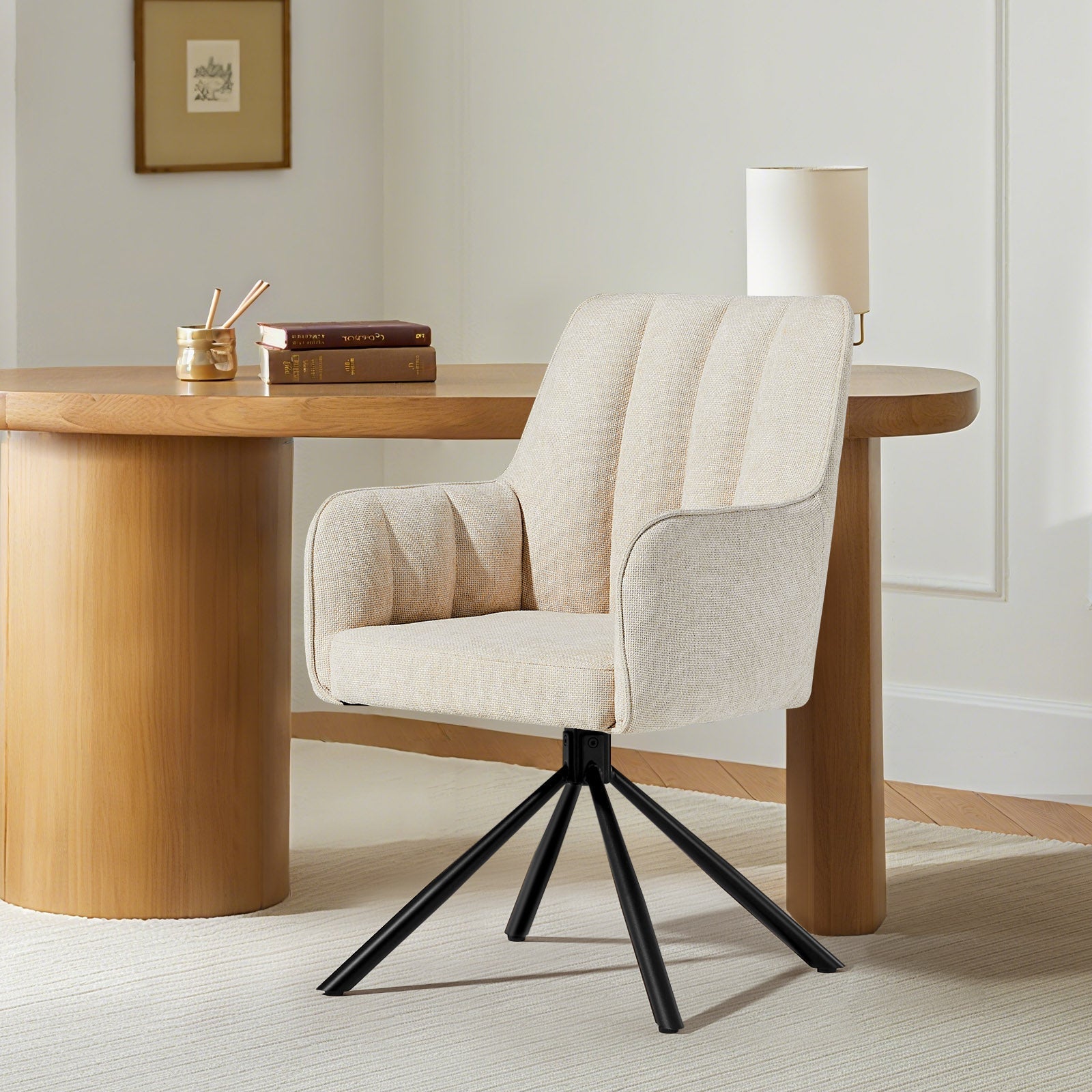 Eloise Linen Blends Swivel Chair