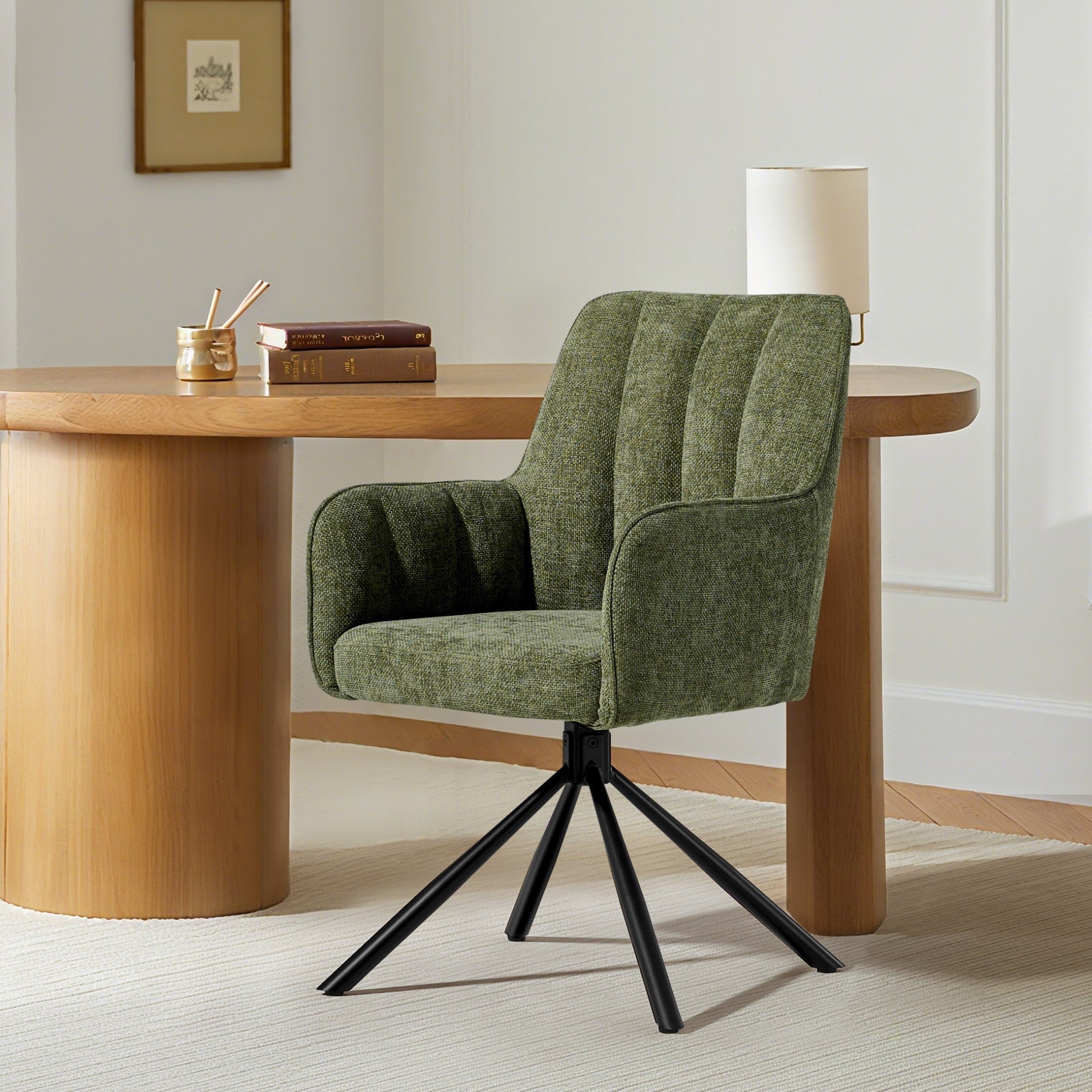 Eloise Linen Blends Swivel Chair