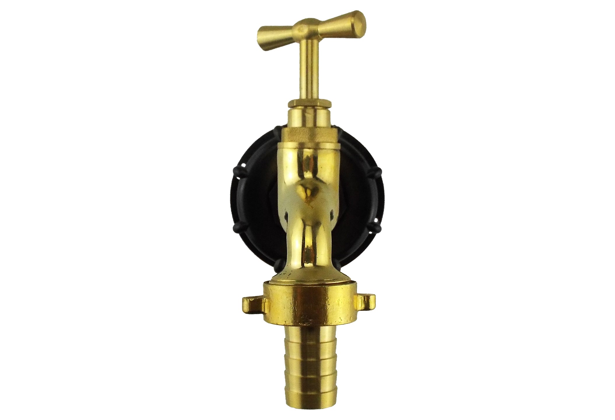 IBC 2 S60X6 Cap with Polished Brass Bib Tap 15mm Barb for DIY Workshop Accessory