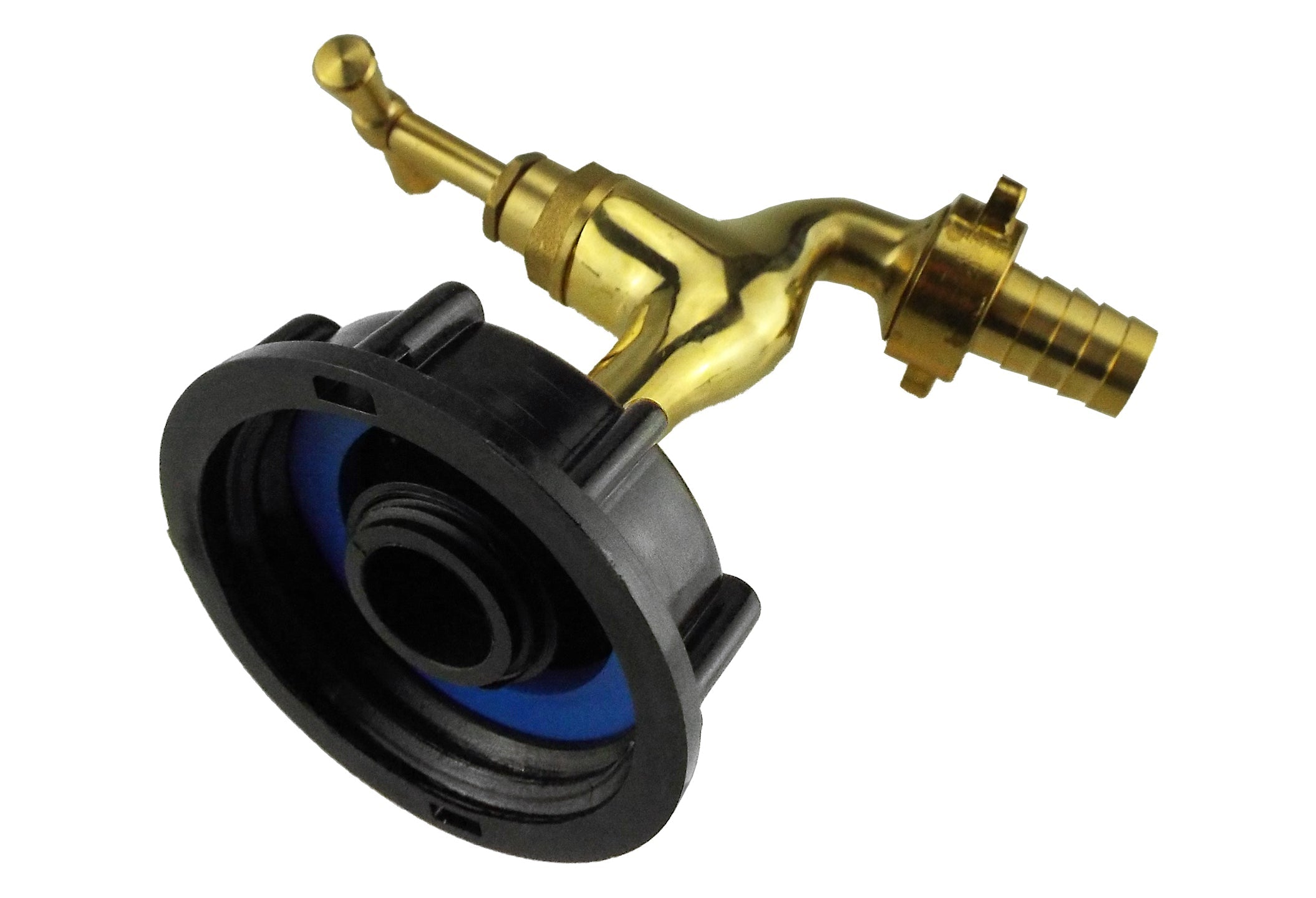 IBC 2 S60X6 Cap with Polished Brass Bib Tap 15mm Barb for DIY Workshop Accessory