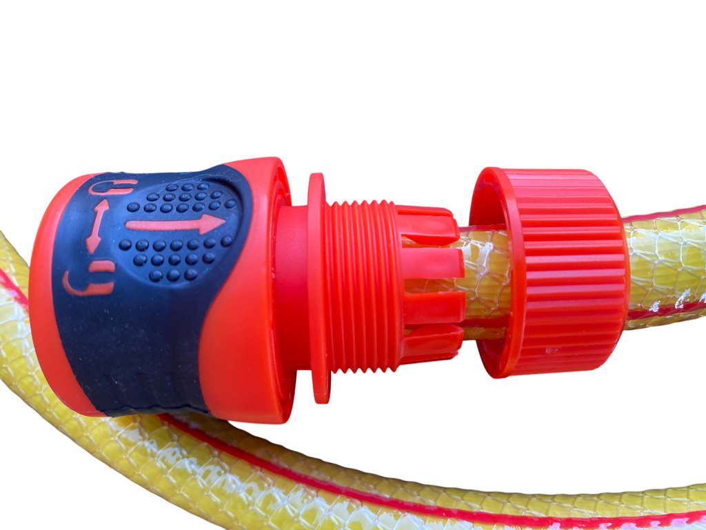 Premium Garden Hose Yellow with Orange Lock Connectors for Garden Irrigation Kit