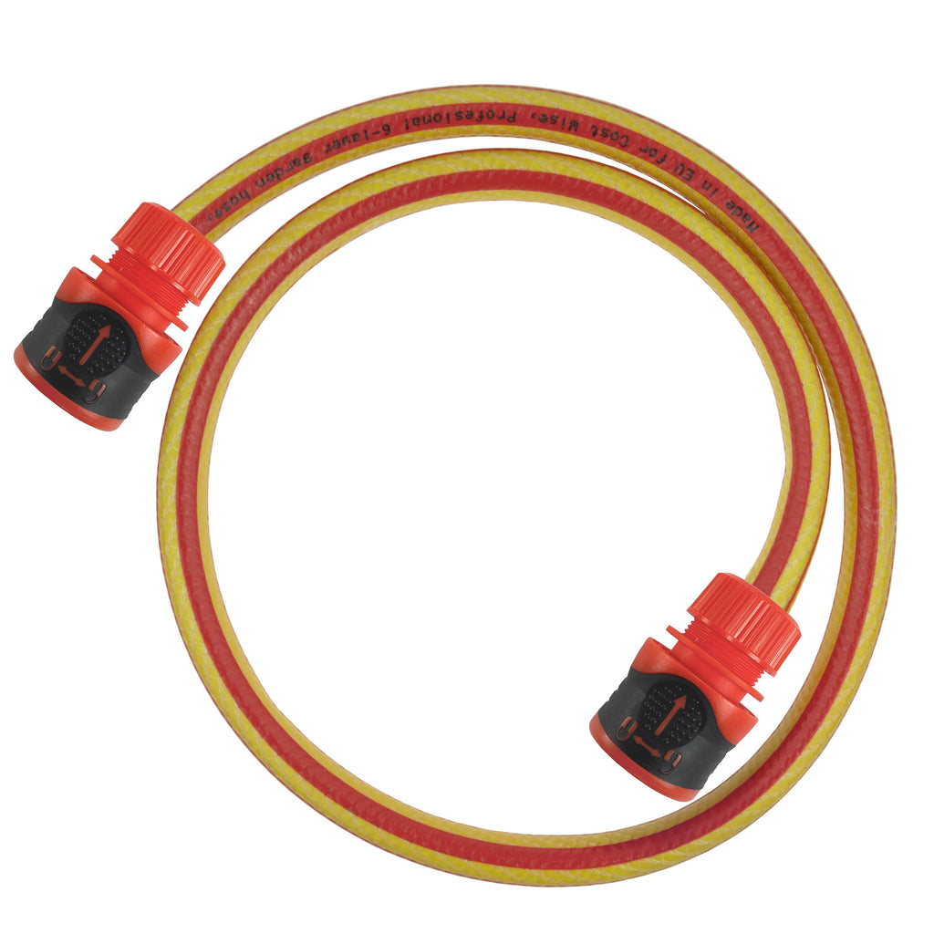 Premium Garden Hose Yellow with Orange Lock Connectors for Garden Irrigation Kit