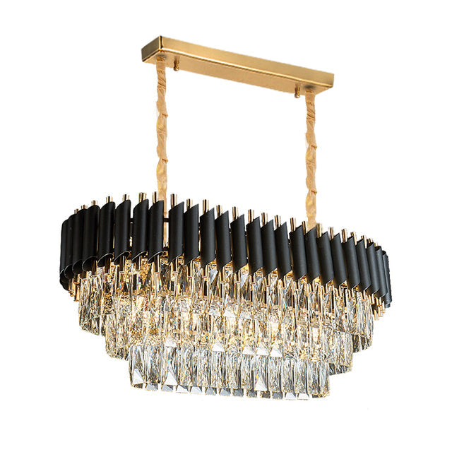 Modern Crystal Black Gold Chandelier With Matching Wall Lights~4118