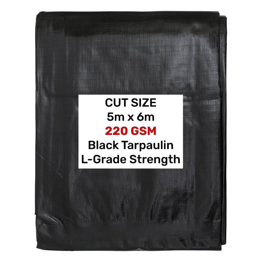 Black Silver L-Grade Tarpaulin 5m x 6m Heavy Duty Outdoor Sheet Waterproof Sheet