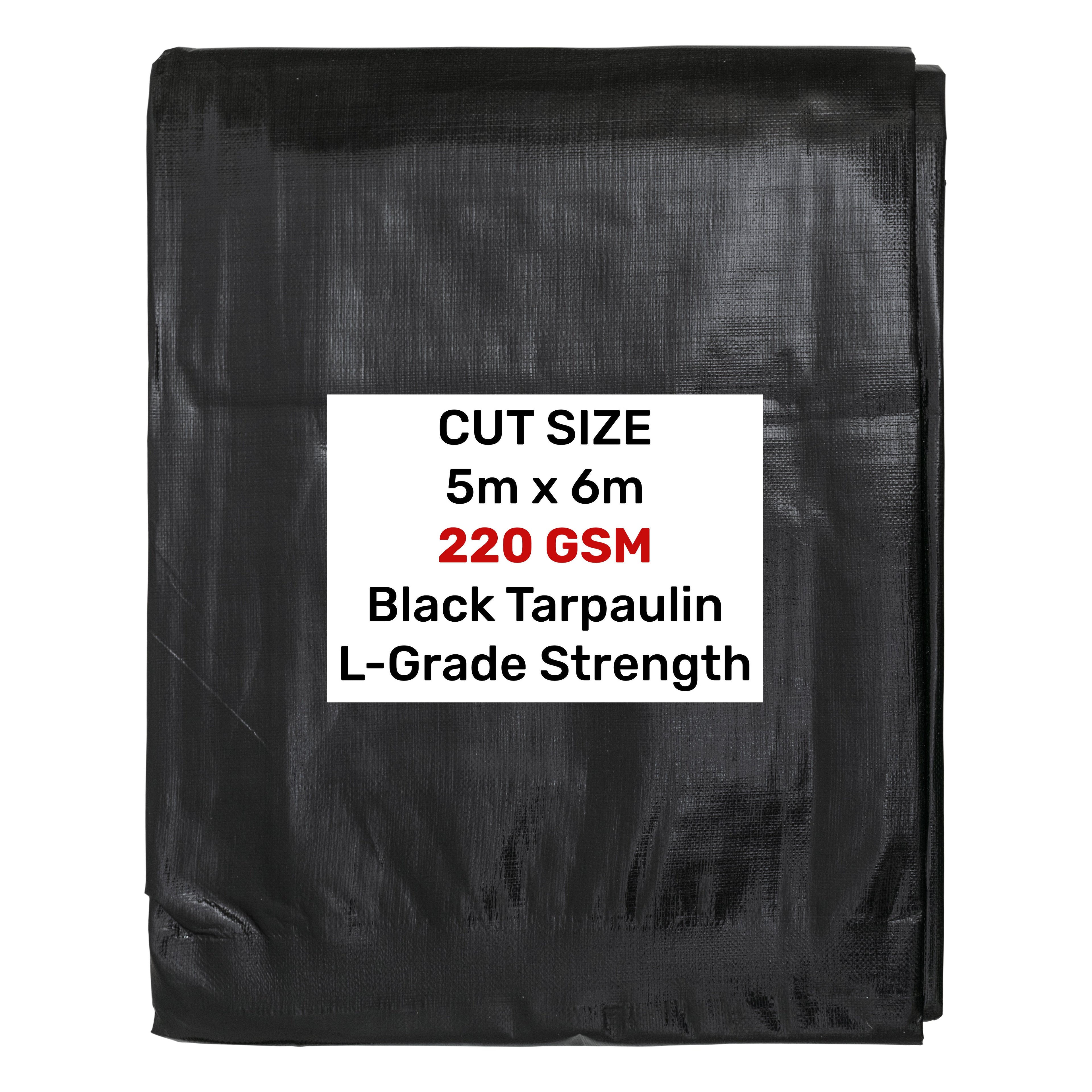Black Silver L-Grade Tarpaulin 5m x 6m Heavy Duty Outdoor Sheet Waterproof Sheet