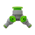 2-Way Tap Connector With Valves 1in or 3/4in BSP Female, Green Gray Tap Adapter