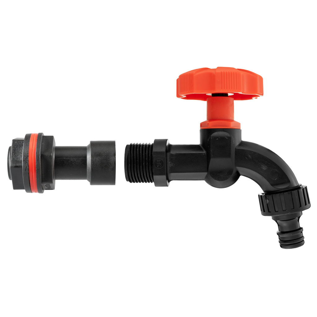 Water Butt Extension Kit 3/4in with Black Dial Tap Hose Pipe Fitting Tap Adapter