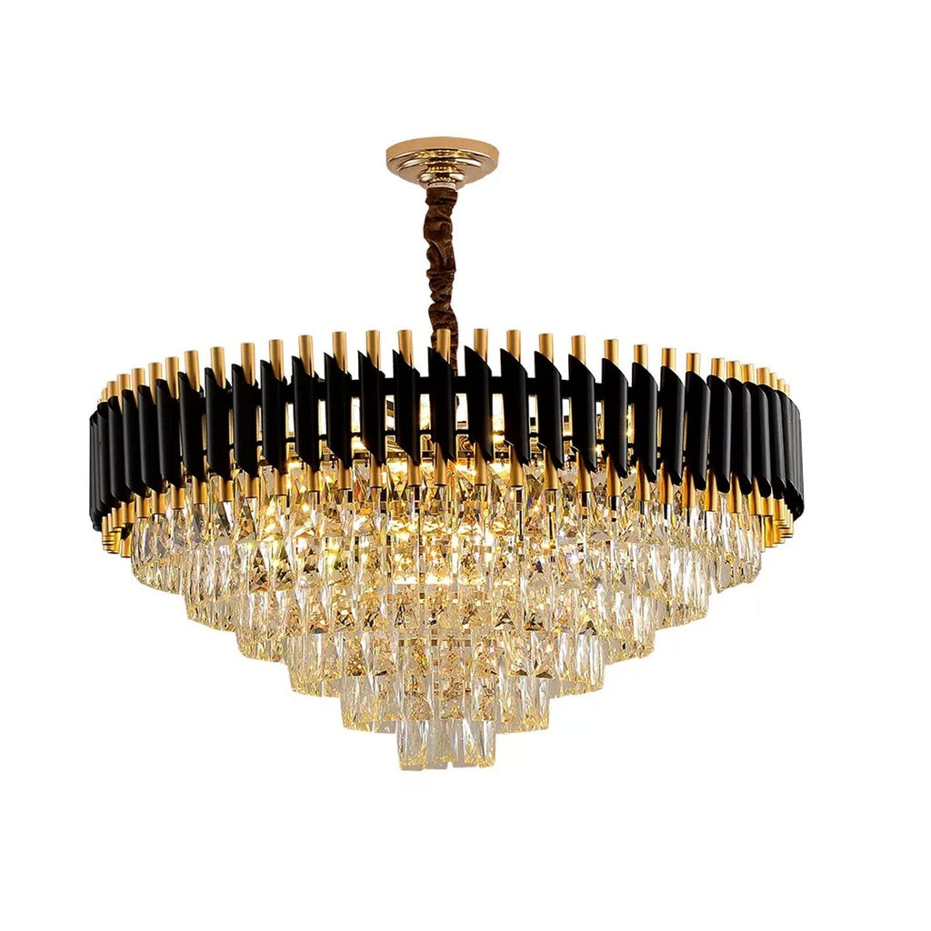 Modern Crystal Black Gold Chandelier With Matching Wall Lights~4118