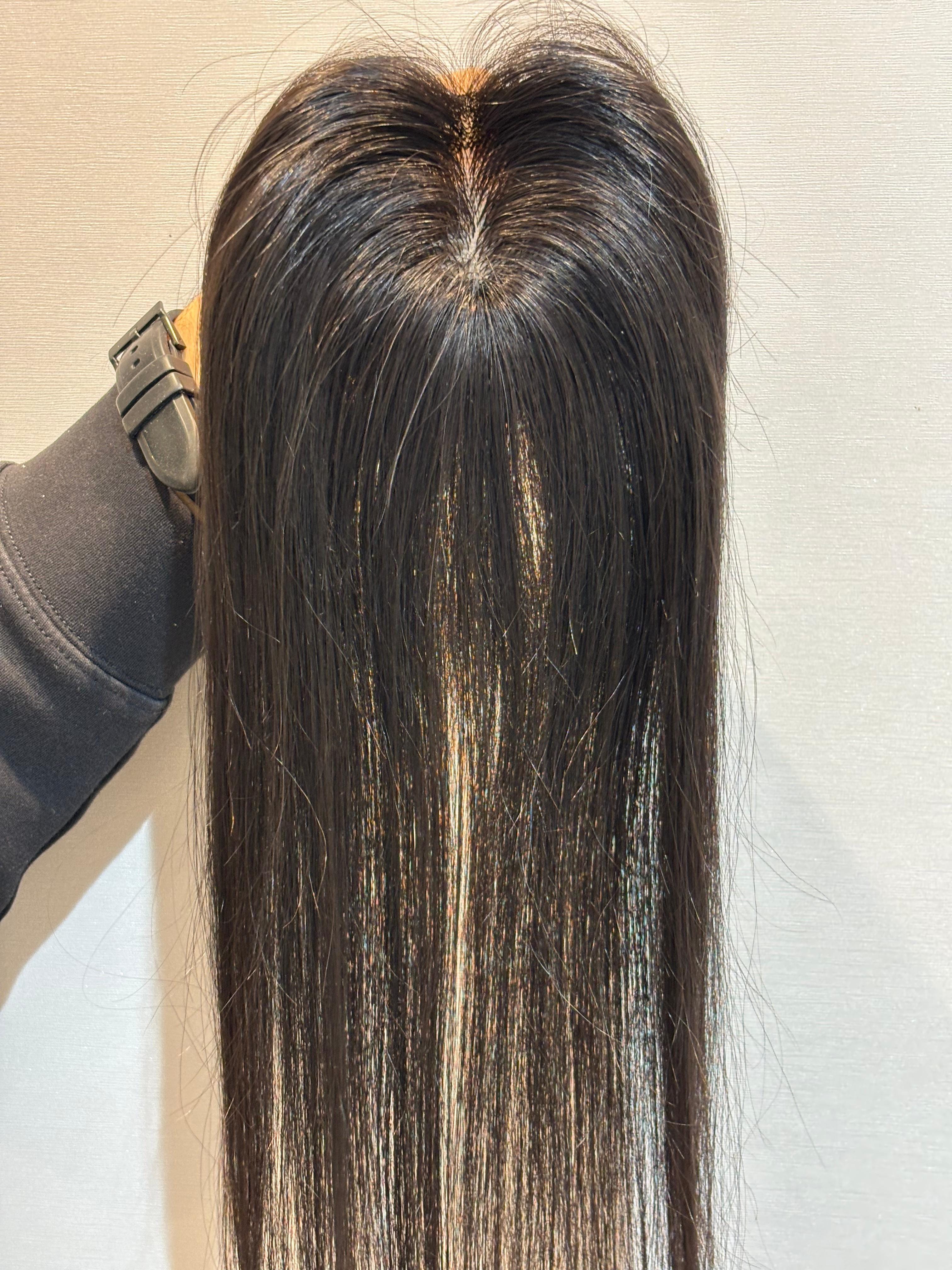 Hair Topper for Alopecia & Full Coverage | Silk Base | Natural Black | Straight | Remy Hair India