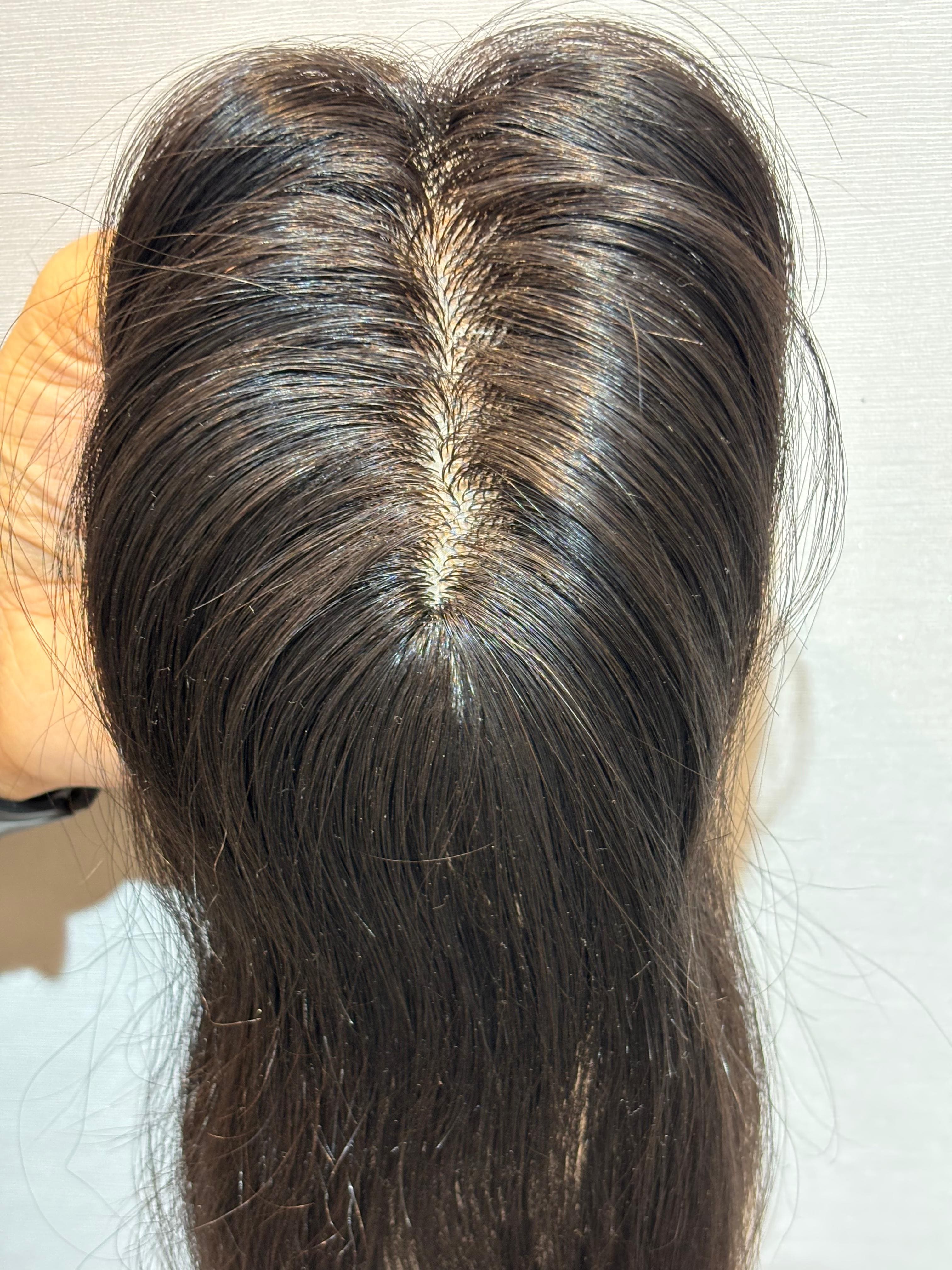 Hair Topper for Alopecia & Full Coverage | Silk Base | Natural Black | Straight | Remy Hair India